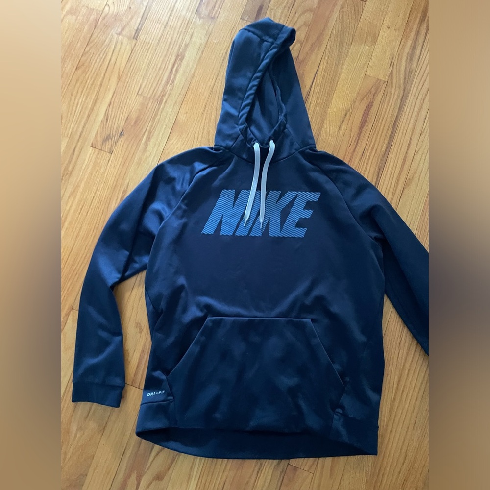 Nike Navy Blue Pullover Hoodie with Front Logo